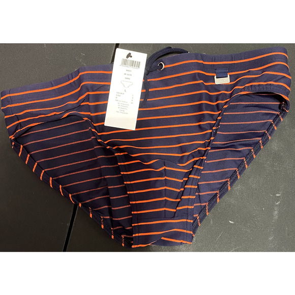 HOM BEACHWEAR NEW Venezuela Swim Briefs Swimming Trunks Stripe Navy Men's L - Picture 3 of 6
